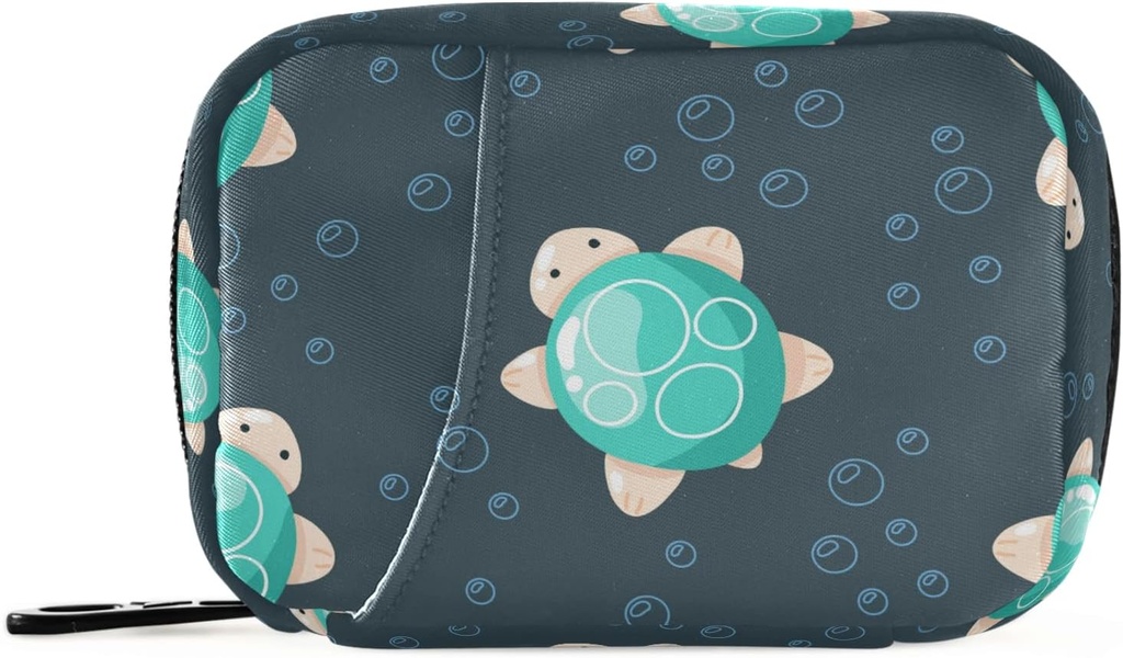 Cute Sea Turtle Pill Box 7 Day Pill Case Travel Pill Organizer Bag with Zipper Portable Weekly Case Compact Size for Vitamin Supplement Holder