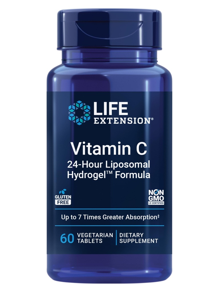ライフエクステンションビタミンC 24-Hour Liposomal HydrogelTMフォーミュラは、最大24時間、ビタミンC、グルテンフリー、非GMO、ベジタリアン、60錠のほとんどを摂取し、標準的なビタミンCよりも優れています