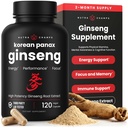 NutraChamps Korea Red Panax Ginsengカプセル | エネルギー、焦点、性能、Vitality&Immeサポートの余分強さのGinsenosides | 韓国のGinsengの根のエキス(120、赤)
