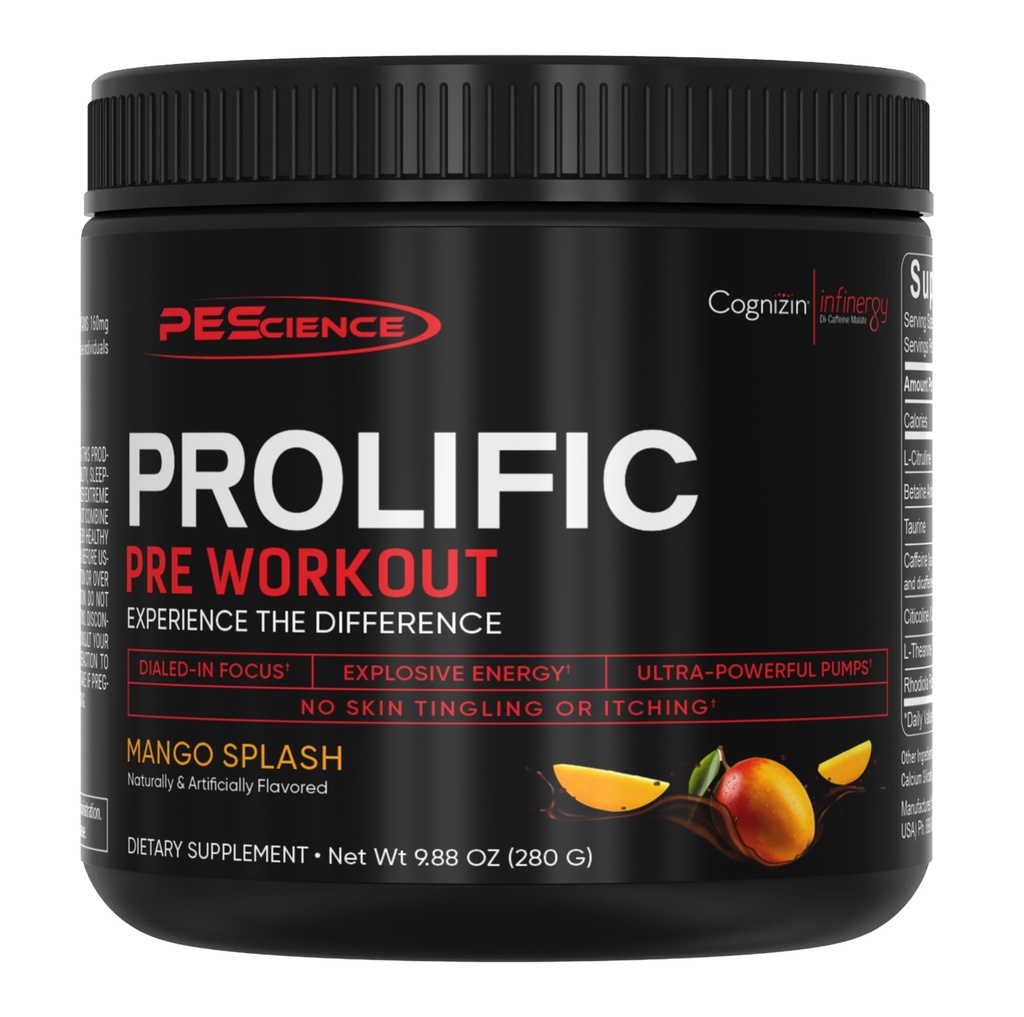 PEScienceは、L-Citrulline Nitric Oxide Booster、エネルギー粉末および焦点のための向知性を持つ男性と女性のための前ワークアウトパウダー - ベータアランインのないプレワークアウト - 40 Scoops、マンゴースプラッシュ