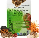 PowderVitamin オーガニック セレモニアル キノコ 抹茶 認定農薬フリー グラスフェッド コラーゲンタイプ I&III 8 フルーツ ボディ マッシュルーム β-グルカン フォーカス消化と免疫 30 サービング
