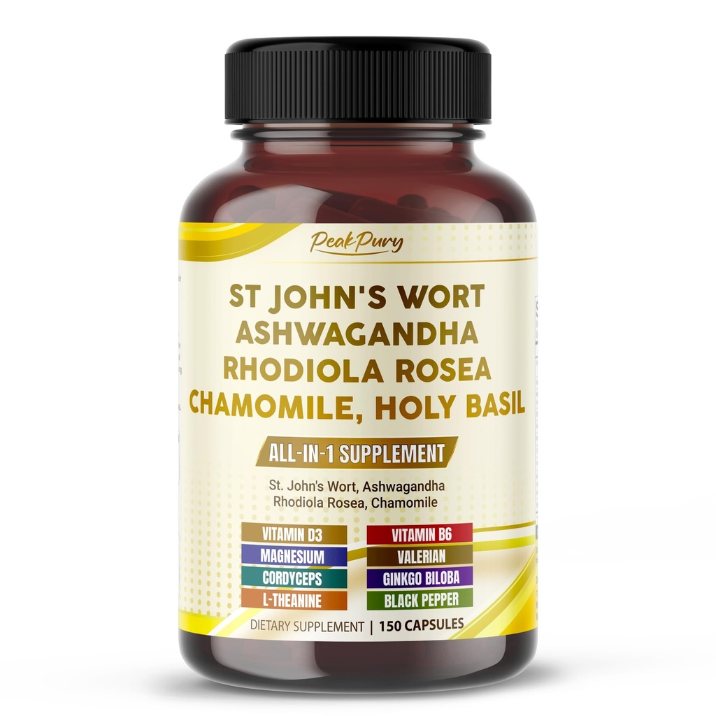 St. John's Wort Ashwagandha Rhodiola Rosea Chamomile - アメリカ製