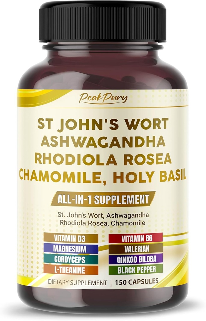 St. John's Wort Ashwagandha Rhodiola Rosea Chamomile - アメリカ製