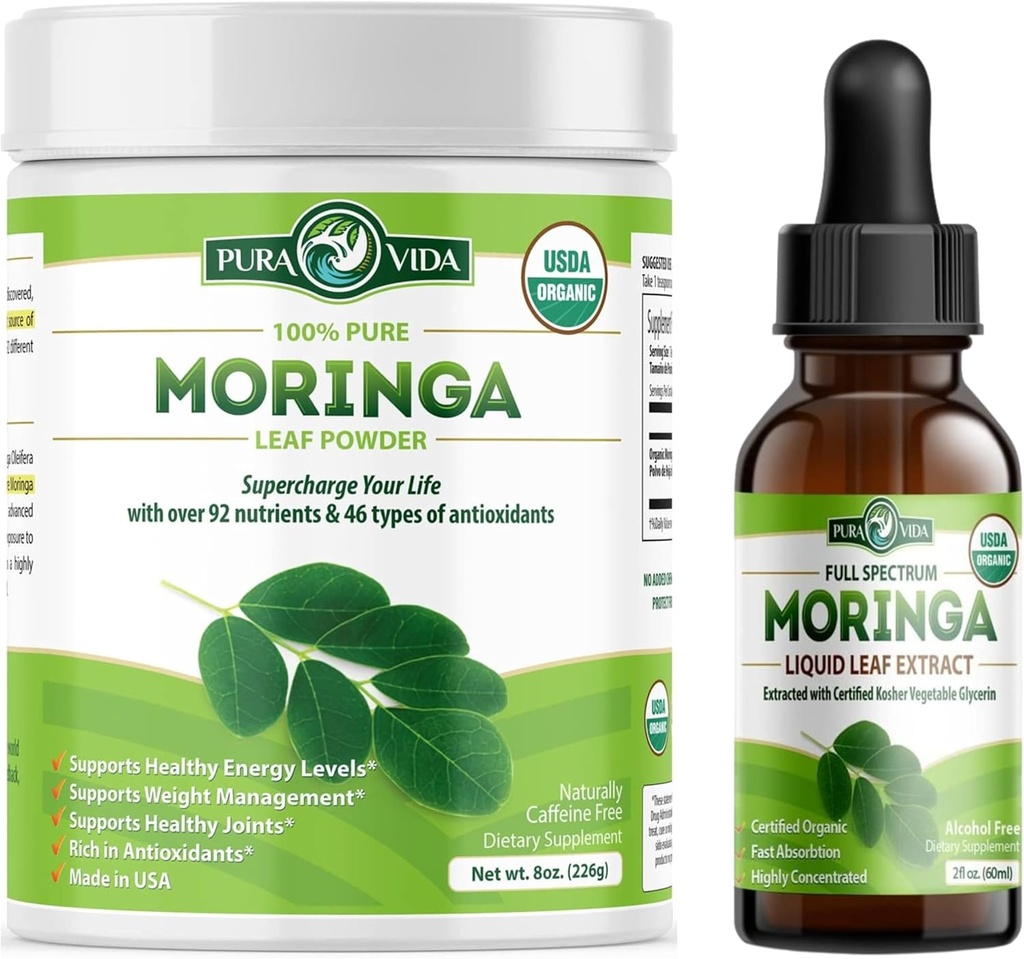 Moringaの粉の有機性単一の起源(8のoz)およびMoringaの葉のエキスの低下(2floz)