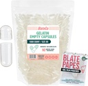 BlateCoプレミアムサイズ00空のゼラチンカプセル、Blate Papes®ゲルフィルムポーチ付き1000カウント(クリア) - 再封可能なバッグに新しく、非GMO充填ピルキャップ - 人工的なものはありません。
