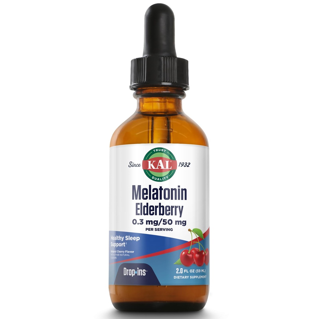 KAL 0.3 Mg の Melatonin のチェリーのエルダーベリーの点滴器、2 の液体Ounce