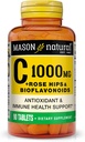 MASON NATURALビタミンC 1,000 mg Plus Rose HIPSとBioflavonoidsコンプレックス - 健康な免疫システム、抗酸化剤、エッセンシャル栄養素、90錠をサポート