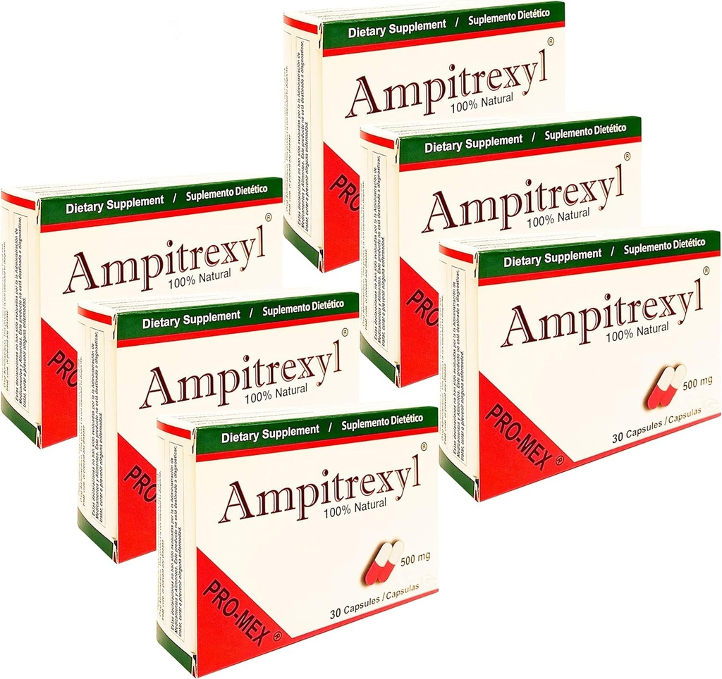 500mg x 6のパック-草の免疫サポート補足のPromexのAmpitrexyl;30カプセルそれぞれ(180のカプセルの合計)