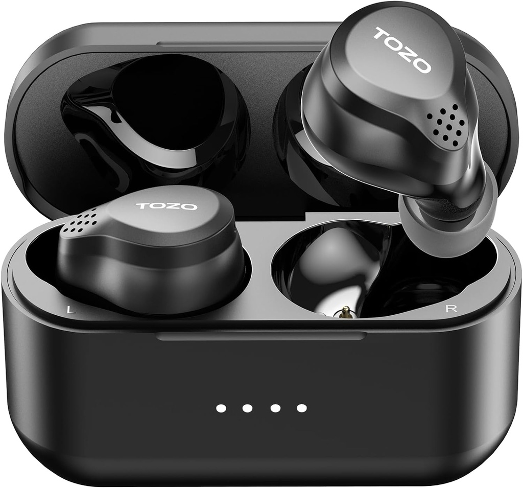 TOZOの新しいNC7の全機能雑種の活動的な騒音の取消リング無線イヤフォン、Bluetooth 5.3 超長い72Hの再生時間、内部警報検出、Appのカスタム化、没入型音の深い低音のヘッドホーンが付いているヘッドホーン