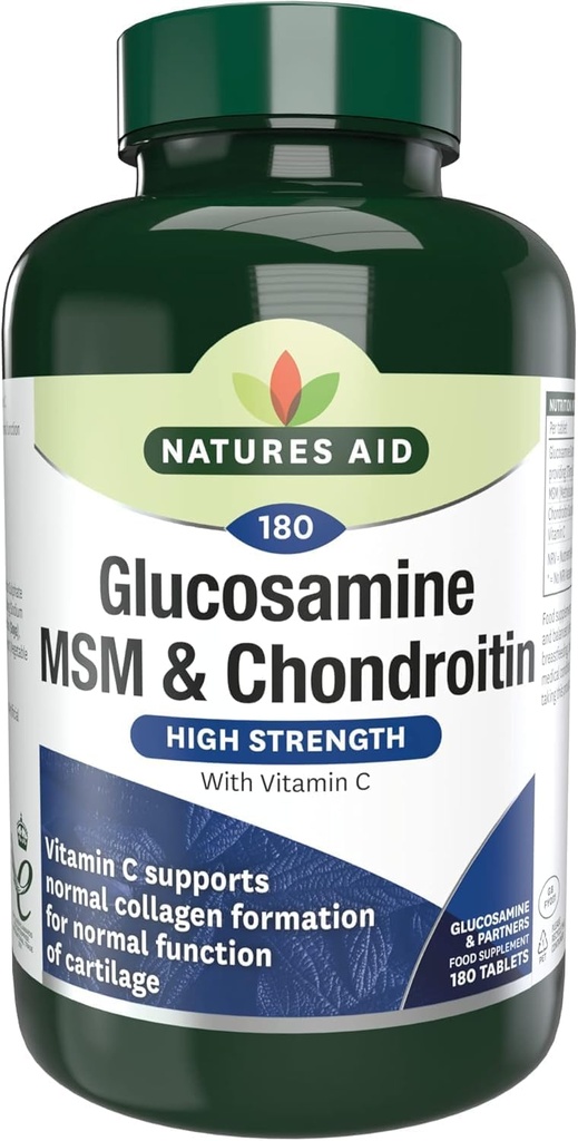 性質の援助のグルコサミン500mg、MSM 500mg +コンドロイチン100mg 180のタブレット