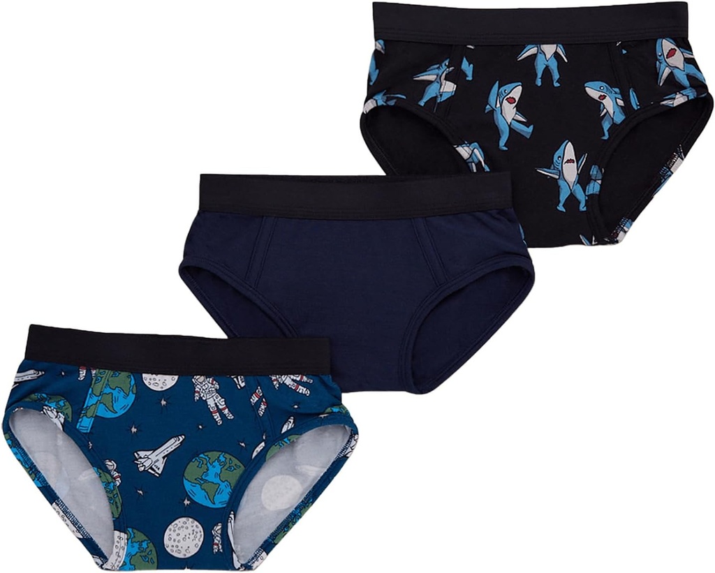 MeUndies Boys Brief 3-Pack - ピンチウエストバンドなしのソフトモーダル生地 | 楽しいプリント、スクラッチフリーデザイン、耐久性