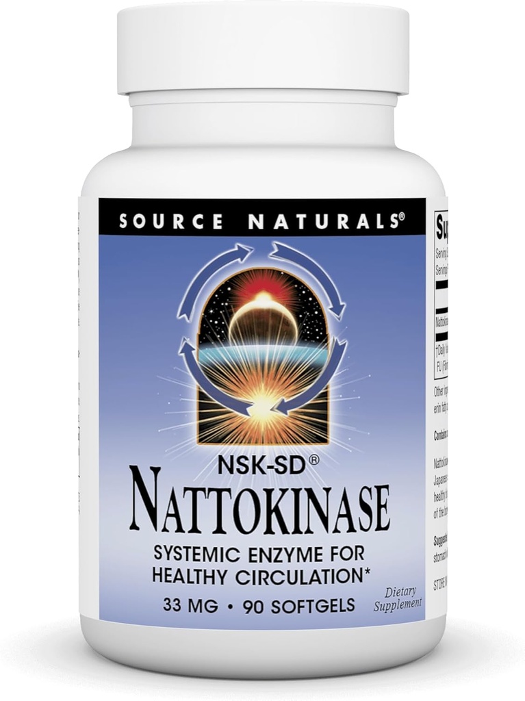 Source Naturals Nattokinase 33 mg Systemic Enzyme for Healthy Circulation - 90 Softgels