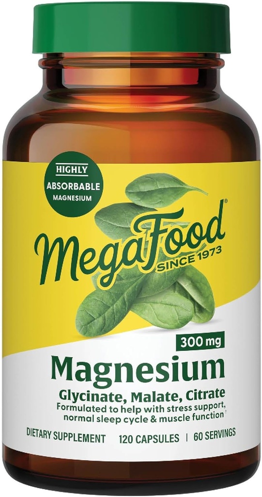 Megafoodのマグネシウム300のMg - マグネシウムのグリシナート、クエン酸塩の高吸収性のブレンド及び助け サポート ハート、神経の健康及び弛緩 - 120のカプセル(60のサービング)を助けて下さい