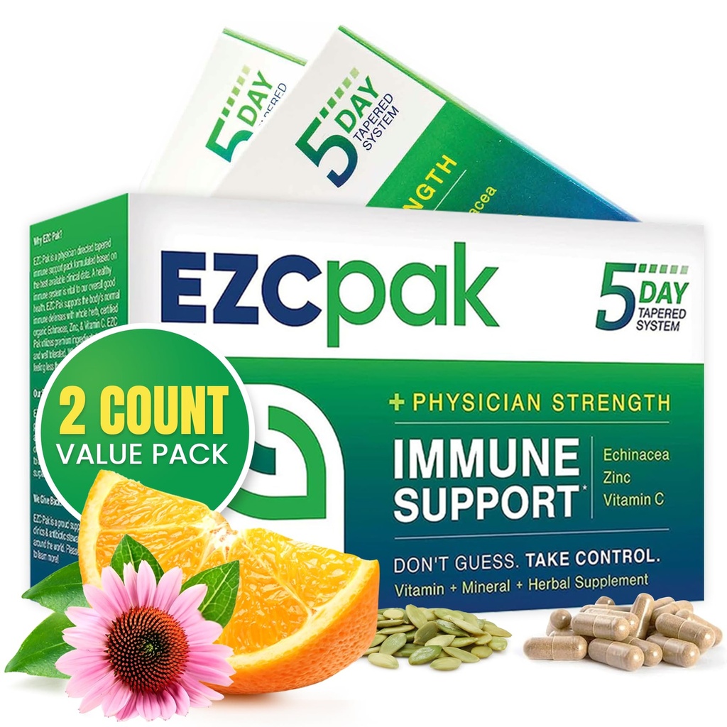 EZCのパック5日の先を細くされた免疫サポート ブースター - ビタミンの免疫サポート補足、Echinacea、亜鉛ビタミンC、大人のための免疫ブースター - 免疫サポートビタミン(パック2)