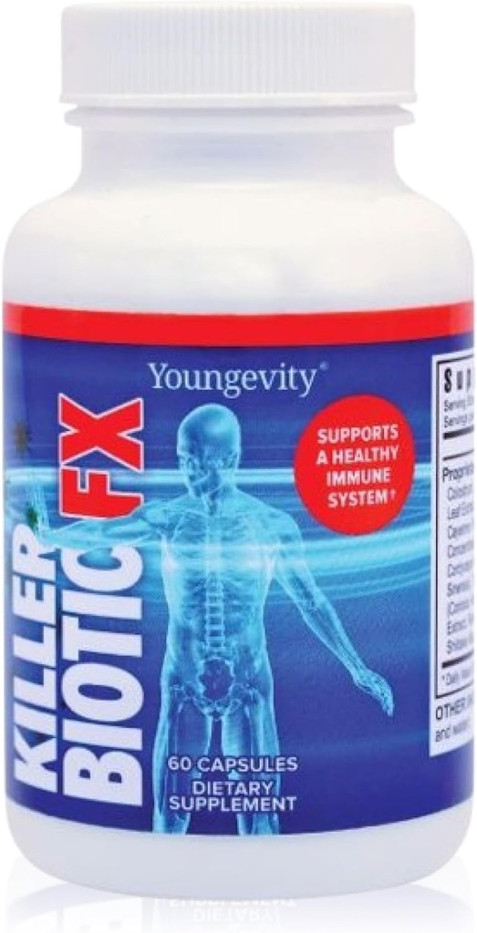 Youngevity Killer Biotic FX - Immune System Support | Sourced from Bee Propolis, Mushrooms & Colostrum | Natural Immunity Support | 60 Capsules