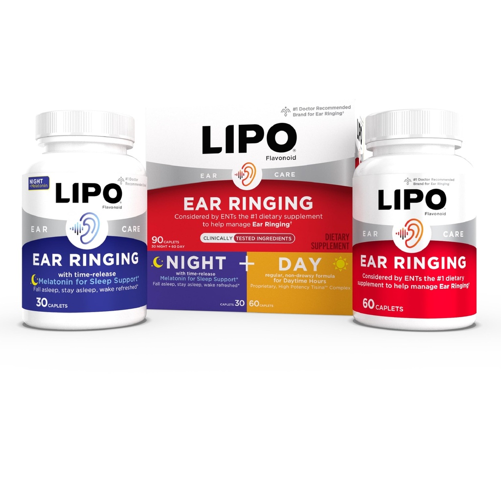 Lipo Flavonoid Day & Night Combo Kit, Tinnitus Relief for Ringing Ears, Lipo Flavonoid Plus & Lipo Flavonoid Night with Melatonin & Vitamin C, 90 Caplets