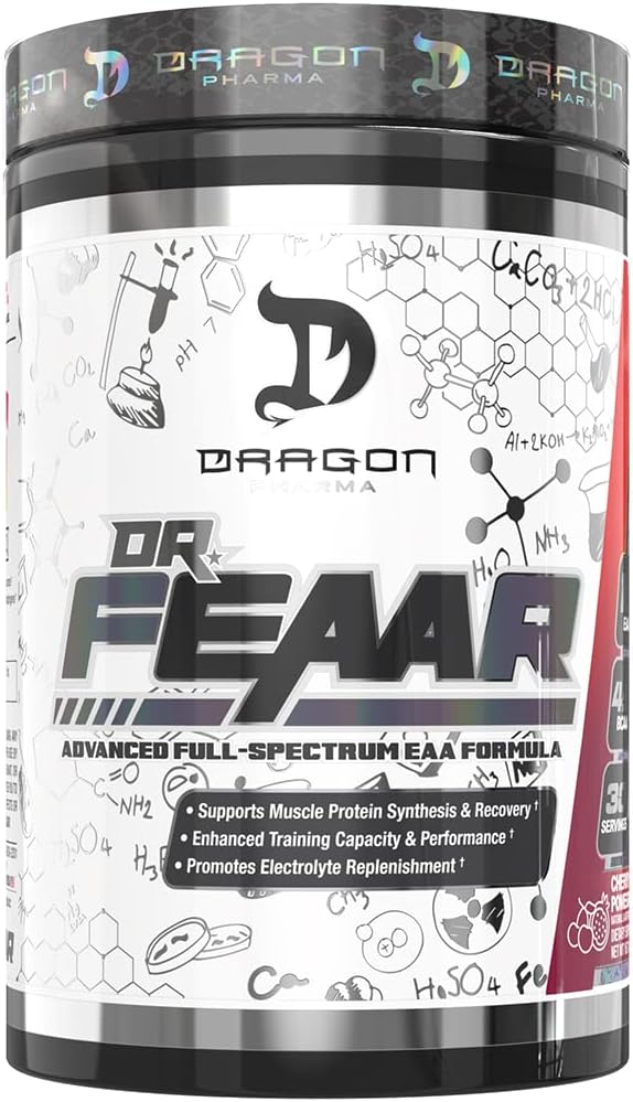 DRAGON PHARMA Dr. FEAAR® Advanced Full-Spectrum EAA Matrix, Supports Muscle Protein Synthesis and Recovery, Enhanced Training Capacity and Performance (30 Servings, Cherry Pomegranate)