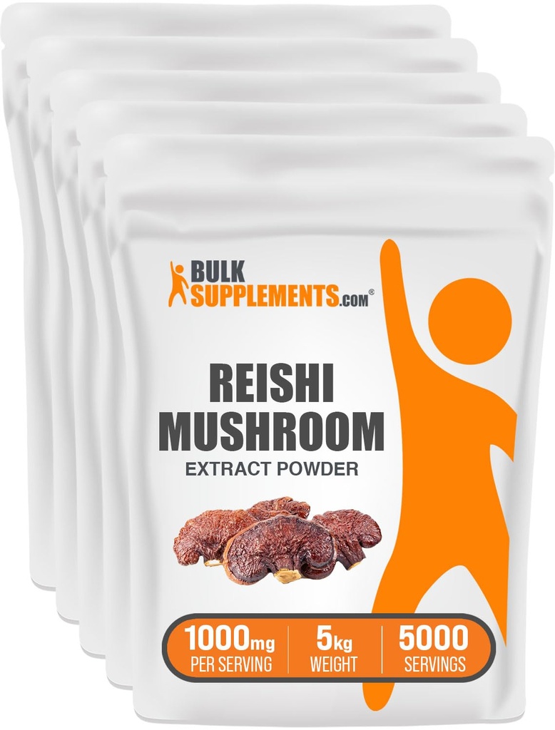 BulkSupplements.com Reishiキノコエキスパウダー - Reishiマッシュルームパウダー、全体的なウェルビーイングのためのサプリメント - グルテンフリー、1g /サービング、1kg(パッケージ 5)(11ポンド)