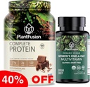 PlantFusion Protein Powder & Organic Women’s Multivitamin Bundle – 21g 植物由来タンパク質 BCAAs, クリーン成分, おいしい味プラス 19 エネルギー、免疫、心臓ヒーのための必須ビタミン