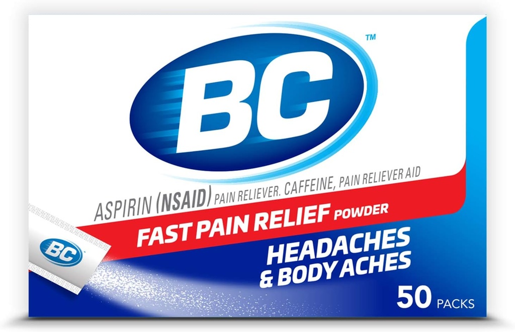 BCパウダー | 速い痛みの軽減 | アスピリン(NSAID)・カフェイン | 50カウント (10042037103993)