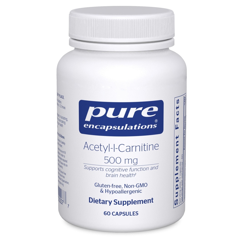 純粋なカプセル化アセチル-L-カルニチン500mg - メモリ&ブレインサプリメント - 脳サポート&フォーカス* - グルテンフリー&非GMO - 60カプセル