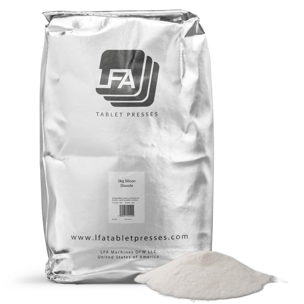 シリコン二酸化物 - アンチケーキング剤 - 5 kg(11 lb) - 食品等級のシリカパウダー - タブレットプレス&カプセルフィラーピルミックス用保湿剤