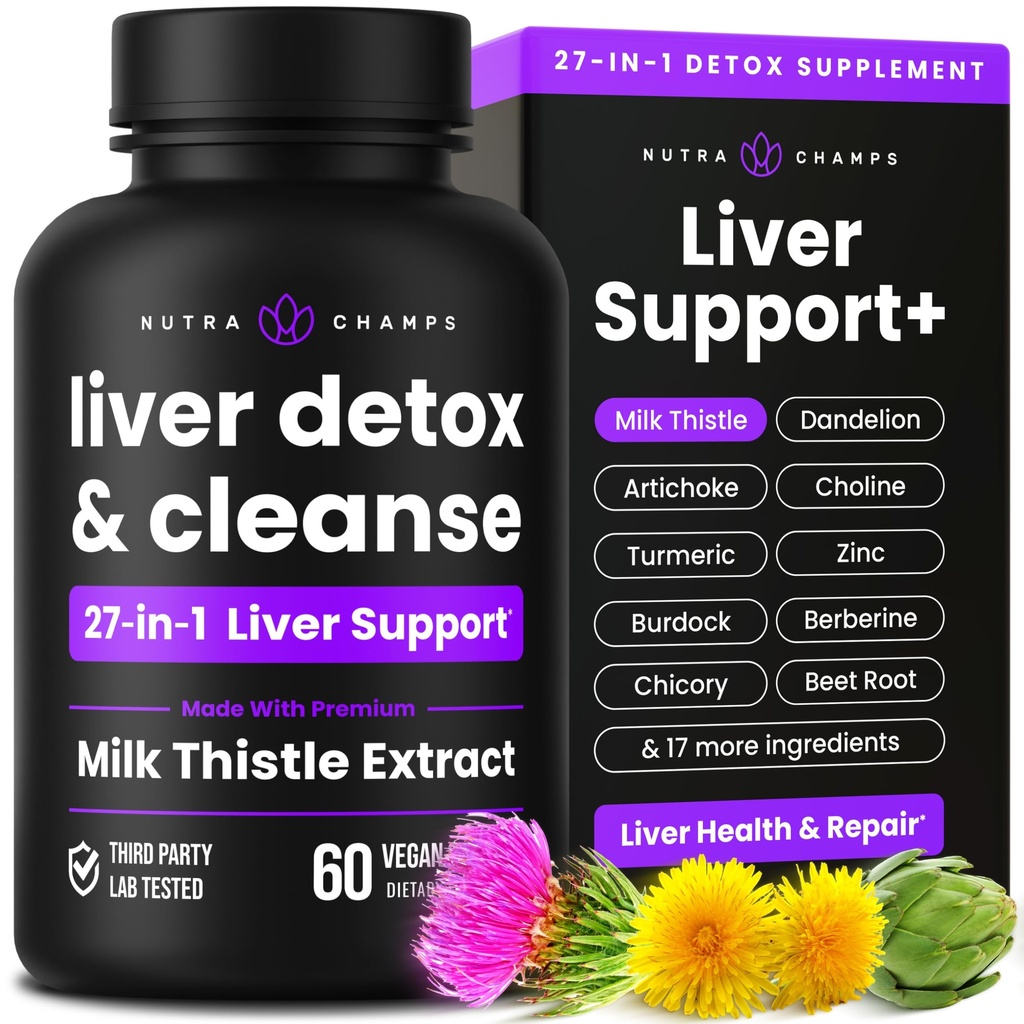 NutraChamps のレバーの清潔な Detox 及び修理方式、20+ のハーブ: シリマリン、アーティチョーク、タンポ、Chicory の根の粉、レバー サポート丸薬の補足、60 のカプセルが付いているミルクの牛エキス
