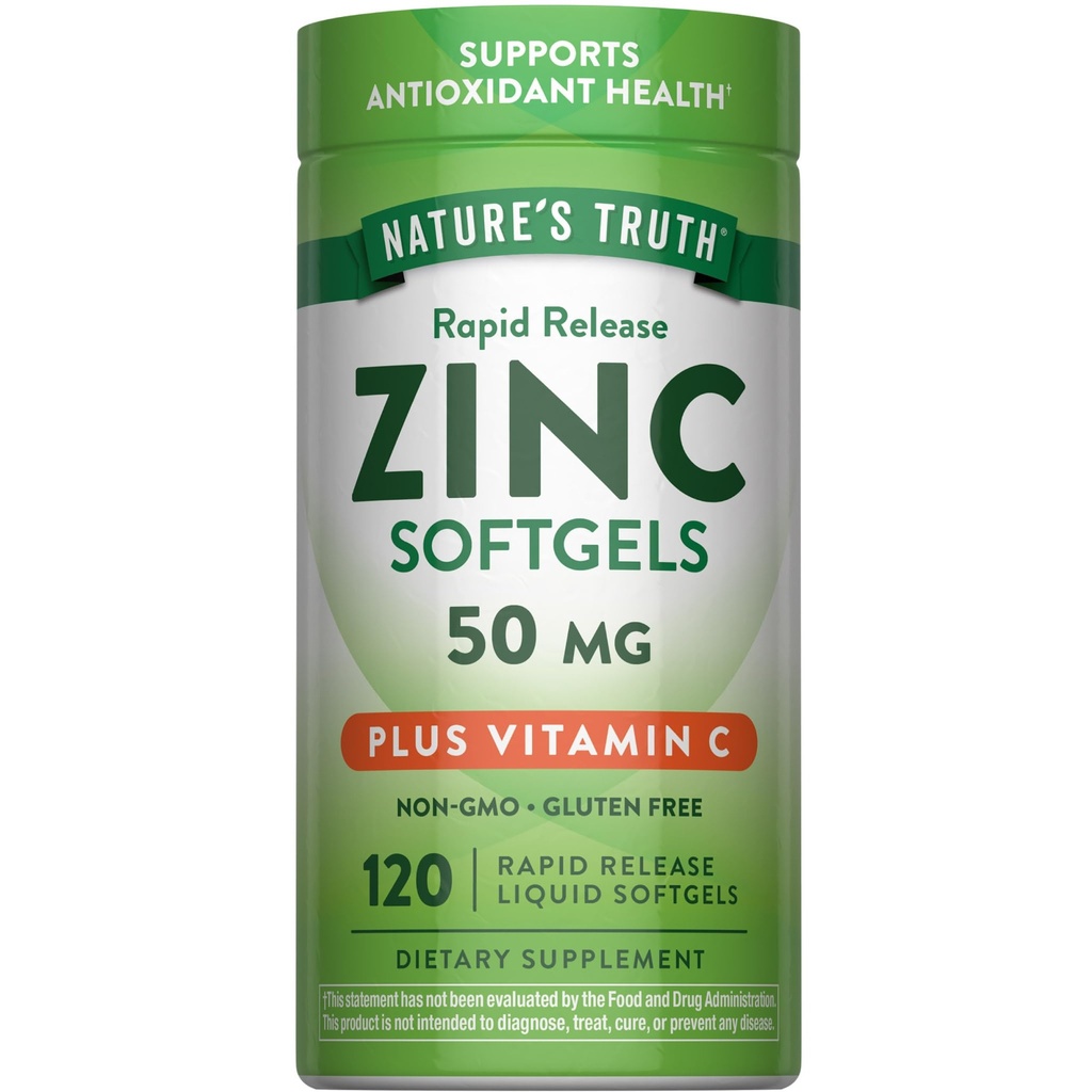 ビタミンCによる自然の真理亜鉛 | 50mg | 120 Softgels | 非GMO&グルテンフリーサプリメント