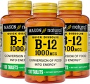 MASON NATURAL B,12 1000 mcg クイックディスソルブ, 300 食品のエネルギーへの健康的な変換のための日の供給 (3 パック)