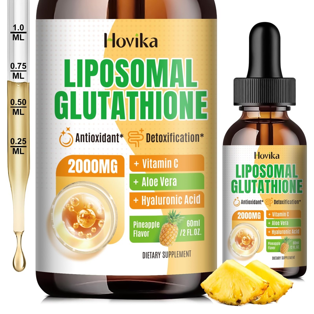Liposomalのグルタチオンの補足2000mgのビタミンCが付いている液体のグルタチオンの低下、免疫システム、老化の防衛、皮の健康、肝臓のDetox -Superiorの吸収、パイナップル2 Fl Ozのためのマスターの酸化剤