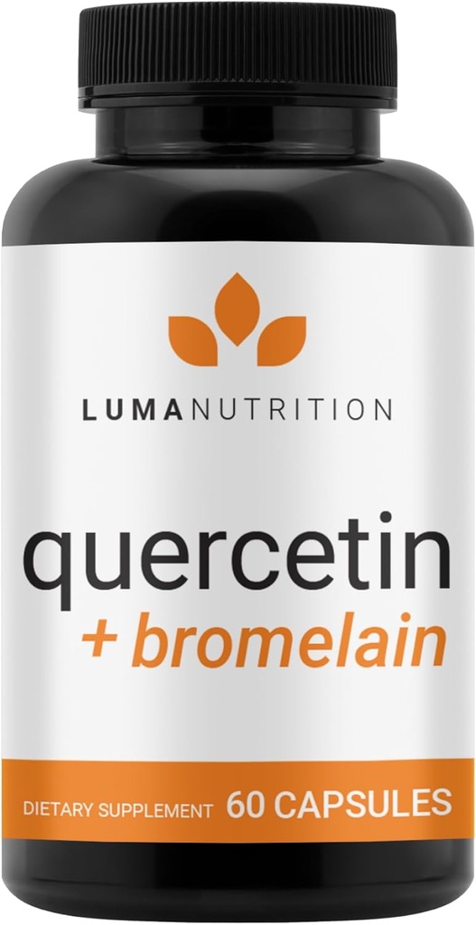 Luma Nutrition Quercetin 500mg - Bromelain Supplement - 抗酸化剤 - 免疫サポート - ビーガン&グルテンフリー - 60カプセル