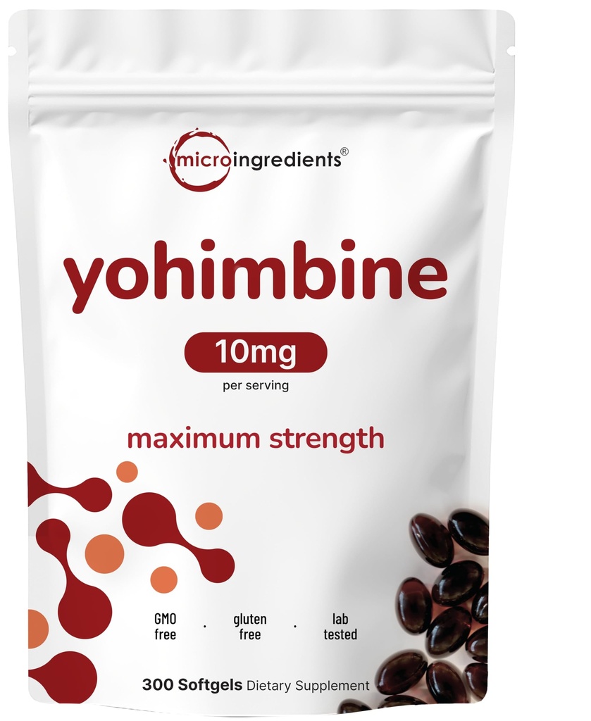 男性および女性のための二重強さのヨヒンビンの補足、サービングごとの10mg、300 Softgels、よりよい吸収のためのバージンのヒマワリの種油が付いているヨヒンビンHCL、サポート エネルギー生産、アフリカの未加工