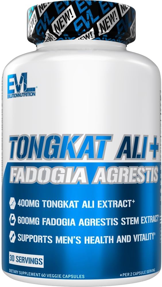 Evlution Nutrition Tongkat Ali + Fadogia Agrestis - 男性の健康 + 死亡サポート - 400mg トンカットアリ + 600mg ファドヤアグレシスステムエキス - ワークアウトサプリメント - ベジタリアンカプセル - 30サービング