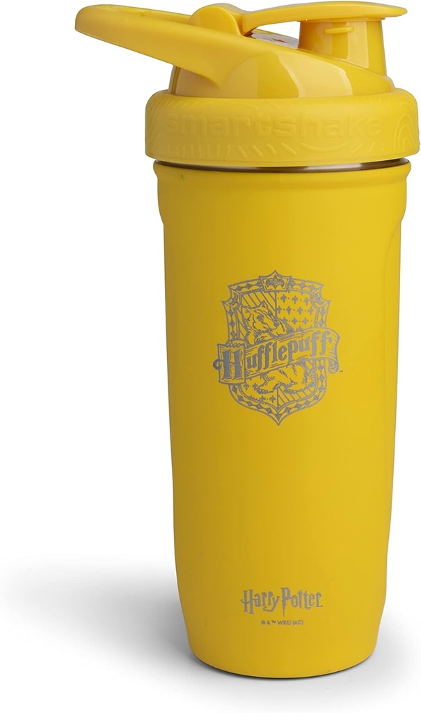 Smartshakeは、ステンレス鋼ハリーポッターハッフルシャックボトル(900 ML /30oz)を補強します。 | 軽量スポーツシェーカーボトル ソフトリッド | 耐震性、BPAフリー&DEHP無料