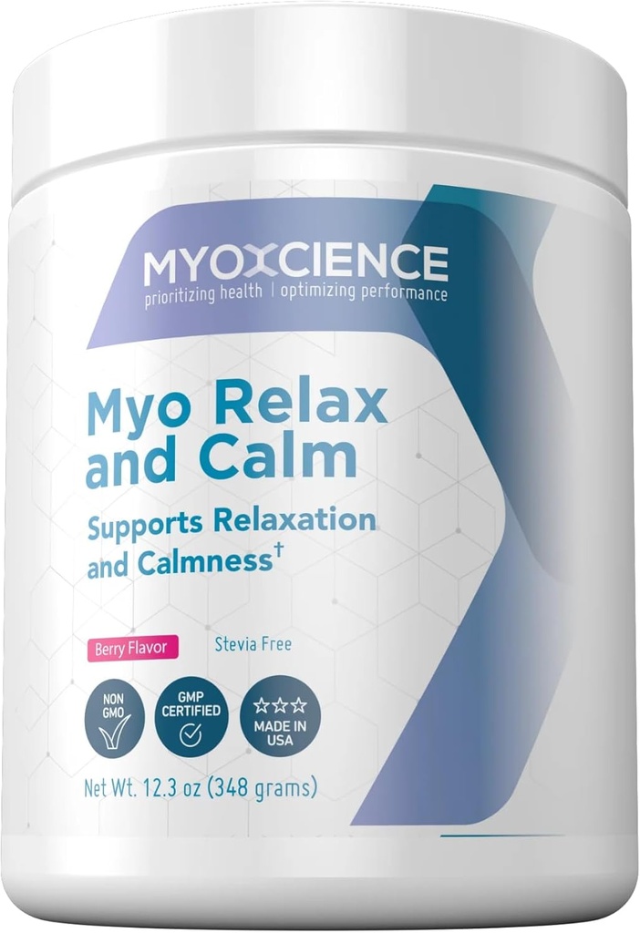 MYOXCIENCE Myo Relax & Calm | Myo-Inositol、L-Theanine、Taurine、マグネシウム&GABA | 睡眠、神経伝達物質およびホルモンサポート(ベリー味)を60回サポート