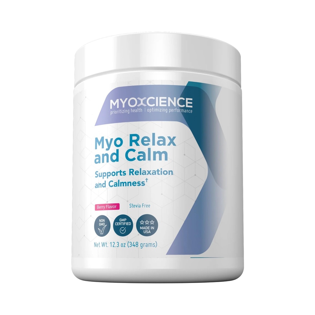 MYOXCIENCE Myo Relax & Calm | Myo-Inositol、L-Theanine、Taurine、マグネシウム&GABA | 睡眠、神経伝達物質およびホルモンサポート(ベリー味)を60回サポート