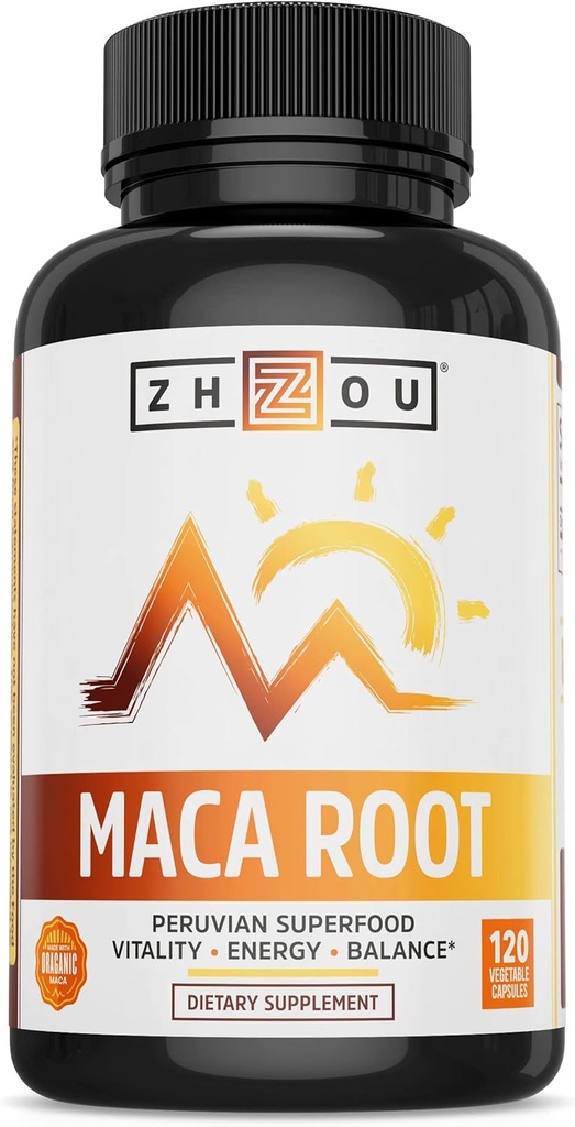 Zhou Maca Root | 男性と女性のためのウェルネスサプリメント | ブーストエネルギー | 60 サービング, 120 カウント