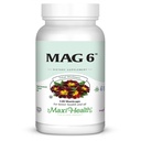Maxi Health MAG 6 - ビタミンB6とマグネシウム(酸化物、グリシナート) - 片頭痛、筋肉のけいれん、腎臓の石サポート - 女性と男性のためのマグネシウムサプリメント - 120カプセル - Kosher