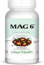 Maxi Health MAG 6 - Magnesium (as Oxide, Glycinate) with Vitamin B6 - Migraine, Muscle Cramps, Kidney Stone Support - Magnesium Supplement for Women & Men - 120 Capsules - Kosher