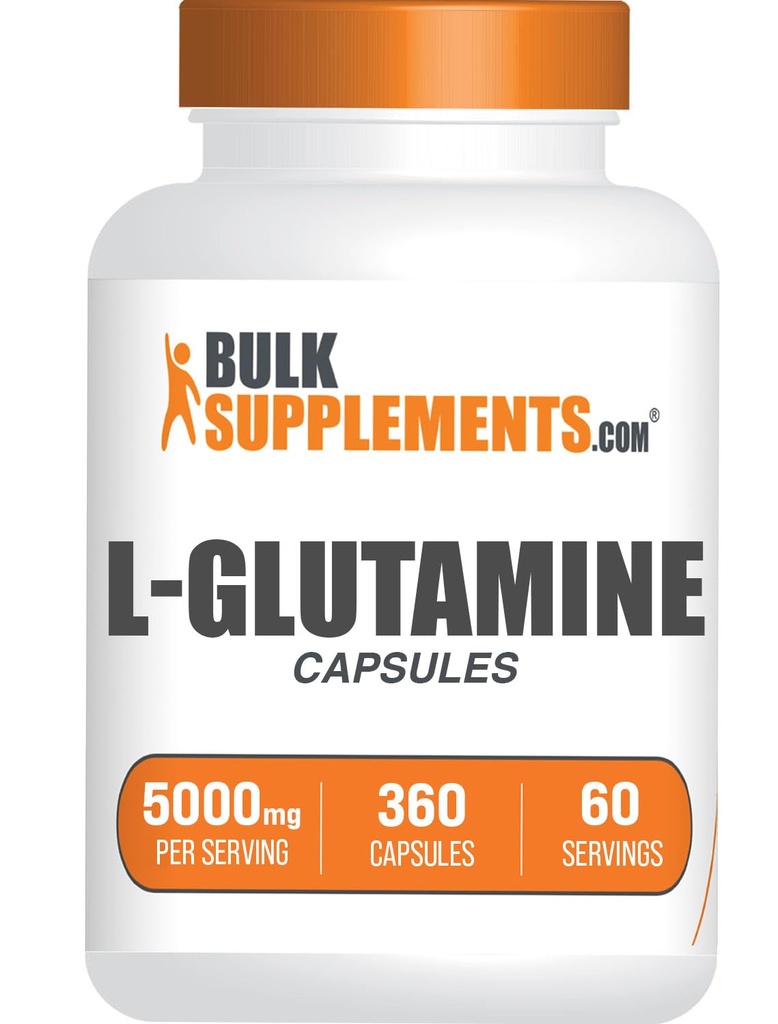 BulkSupplements.com Lグルタミンカプセル - グルタミンサプリメント、アミノ酸サプリメント - グルテン無料、6カプセル/サービング(5000mg)、360カウント(パッケージ1)