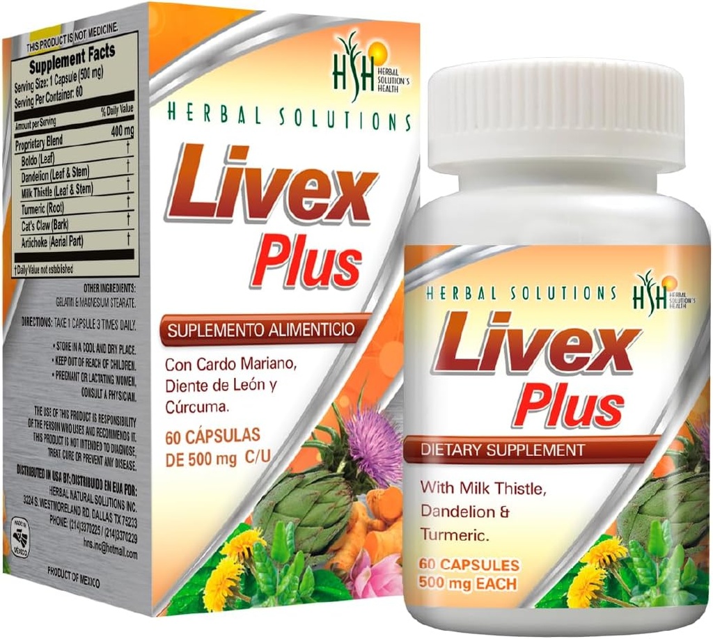 ハーバルソリューション Livex Plus 自然なサプリメント 肝硬化症。 肝臓デトックスと消化器の健康を改善するのに役立ちます。