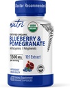Nature's Fusions Nutri Organic Supplement 1300mg - 800mg 10:1 Blueberry Extractと500mg 10:1 Pomegranate Extract - USDA Organic - 60カプセル