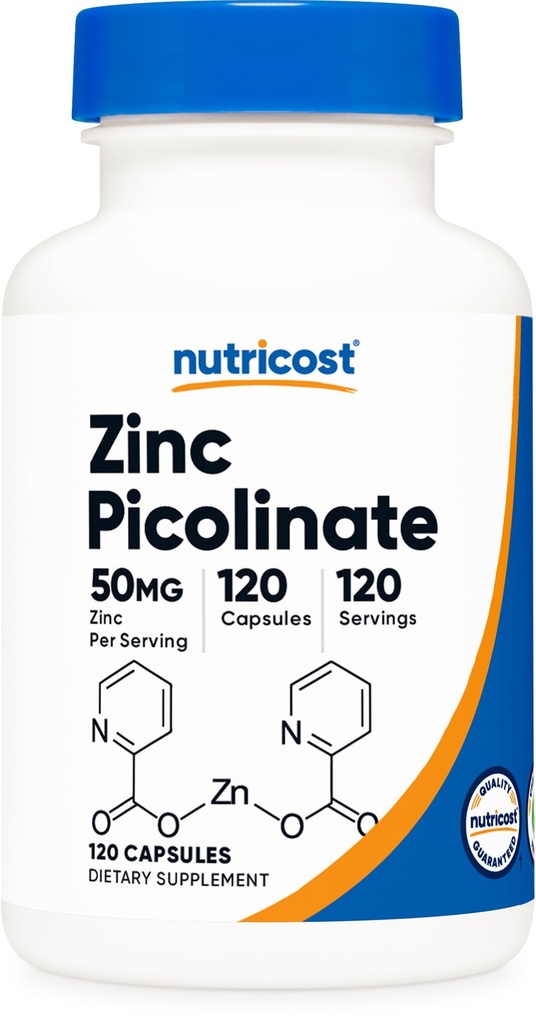 Nutricost亜鉛ピコリネート50mg、120ベジタリアンカプセル - グルテンフリーかつ非GMO