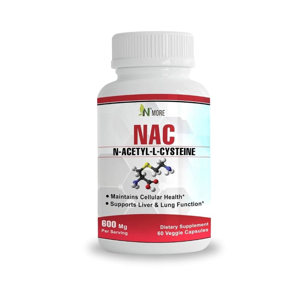 N'More N-アセチルCysteine (NAC) 600Mg 60 Veggieカプセル非GMO、グルテンフリー