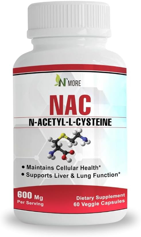 N'More N-アセチルCysteine (NAC) 600Mg 60 Veggieカプセル非GMO、グルテンフリー