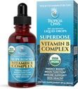 Superdose Organic Vitamin B Complex Liquid Drops | 125,000% DV Vitamin B12, B6, ビオチン, Niacin, Folate | エネルギー, 脳の健康, 免疫サポート | USDA オーガニック, ビーガン, 非GMO | 60 Serv, 2 Mo. Supply