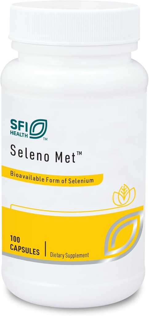 Klaire Labs SFI Health Seleno Met - 200 Milligrams Selenium as Hypoallergenic Selenomethionine, Bioavailable Antioxidant Support with No Yeast, Dairy & Gluten-Free (100 Capsules)