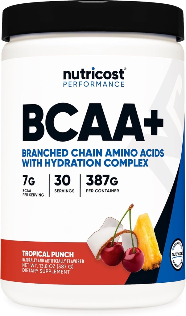 Nutricost BCAA + Hydration Powder (Tropical Punch) 30 サービング - 分岐させたチェーン アミノ 酸 Hydration Complex - グルテンフリー、非GMO