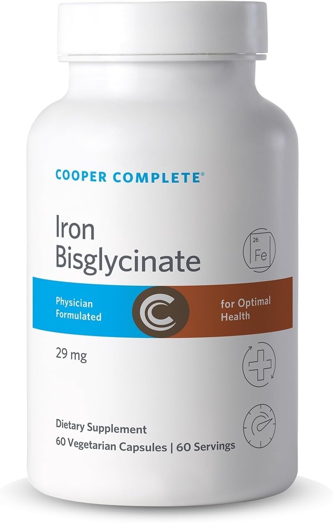 クーパーの完全な鉄のBisglycinate。タブレットごとの29mg。びんごとの60カプセル。 1パック