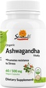 Sewanti Organic Ashwagandha Capsules - Natural Stress Relief & Energy Boost - Dietary Supplement High Potency Extract 60 Vegan Capsules - 500mg